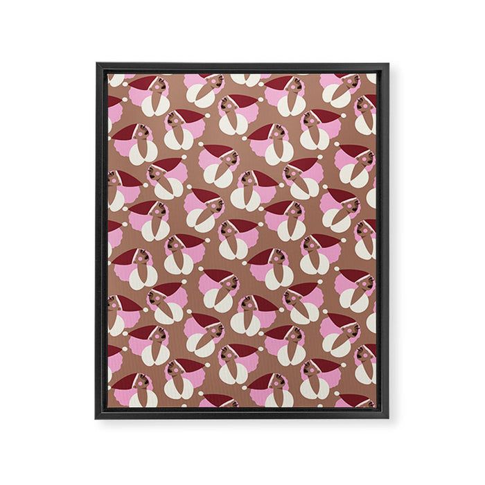 Mocha Elf Pattern Framed Canvas Print Gallery Image 1