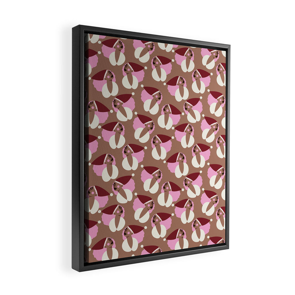 Mocha Elf Pattern Framed Canvas Print Gallery Image 2