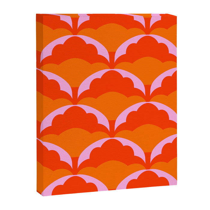 Orange Scalloped Floral Pattern Canvas Print Gallery Image 1