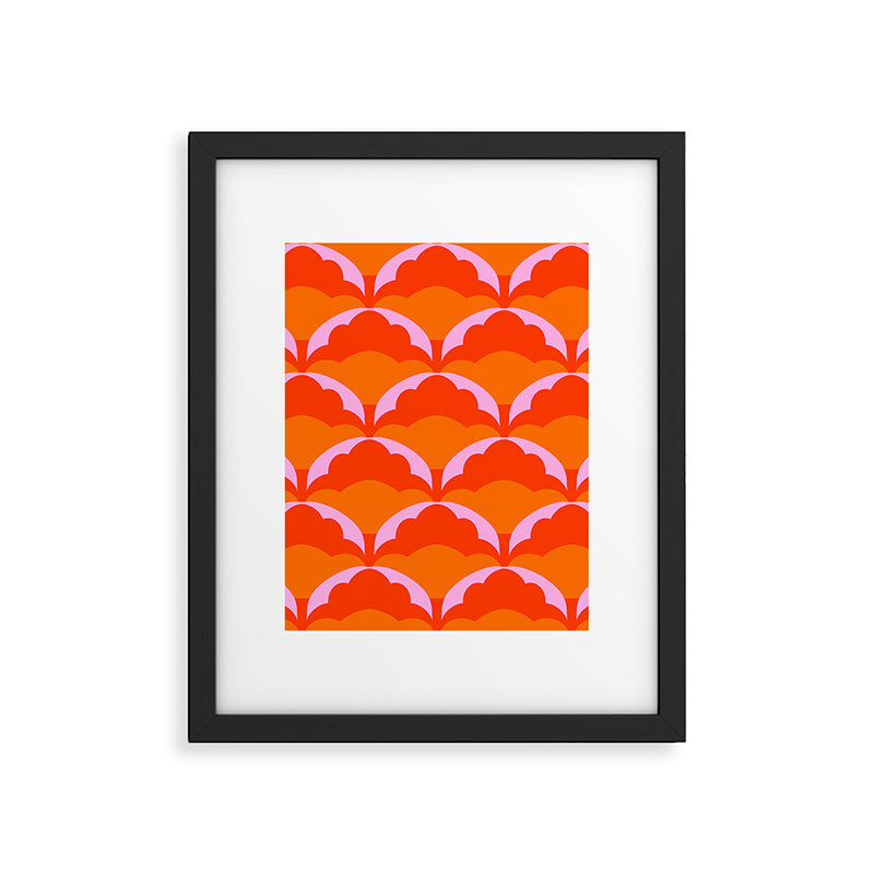 Orange Scalloped Floral Pattern Framed Art Print Gallery Image 6