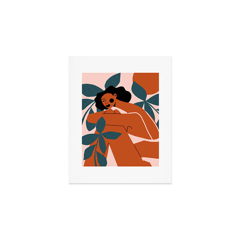 Pink Bikini - Dark Green Flowers Art Print Gallery Image 1