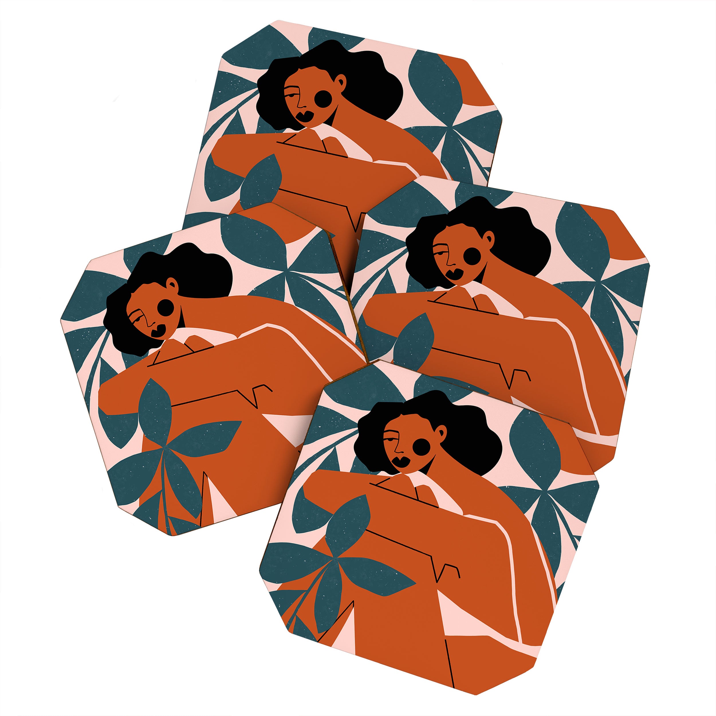 Pink Bikini - Dark Green Flowers Coaster Gallery Image 1