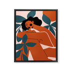 Pink Bikini - Dark Green Flowers Framed Canvas Print Gallery Image 6