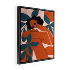 Pink Bikini - Dark Green Flowers Framed Canvas Print Gallery Image 2