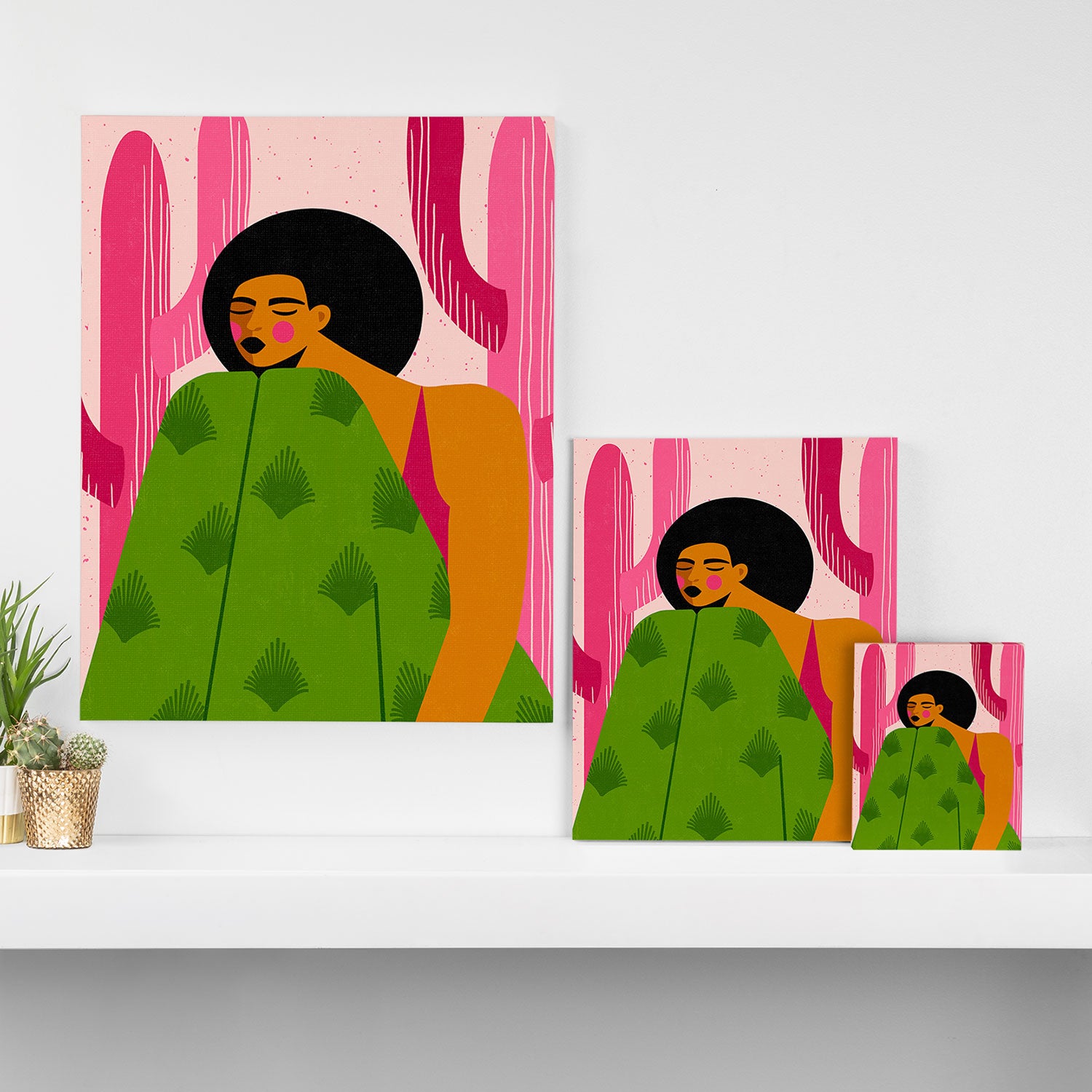 Pink Cactus Canvas Print Gallery Image 3