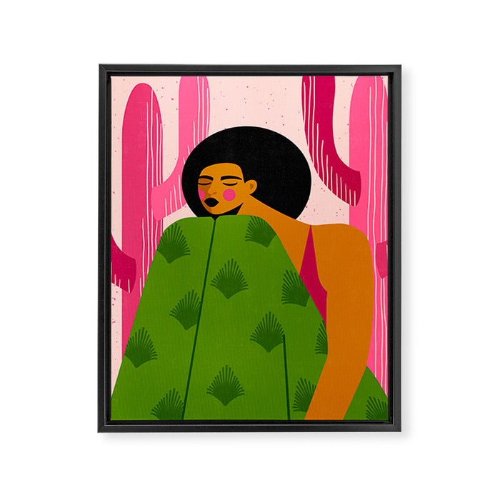 Pink Cactus Framed Canvas Print Gallery Image 1