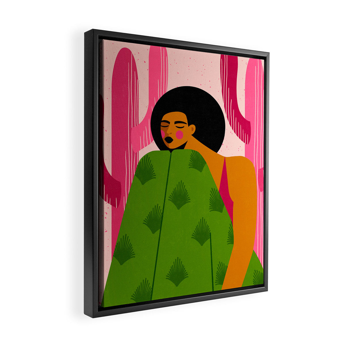 Pink Cactus Framed Canvas Print Gallery Image 2