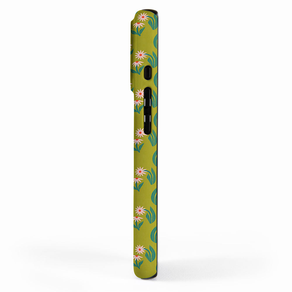 Pink Daisy Pattern - Green iPhone Case Gallery Image 2