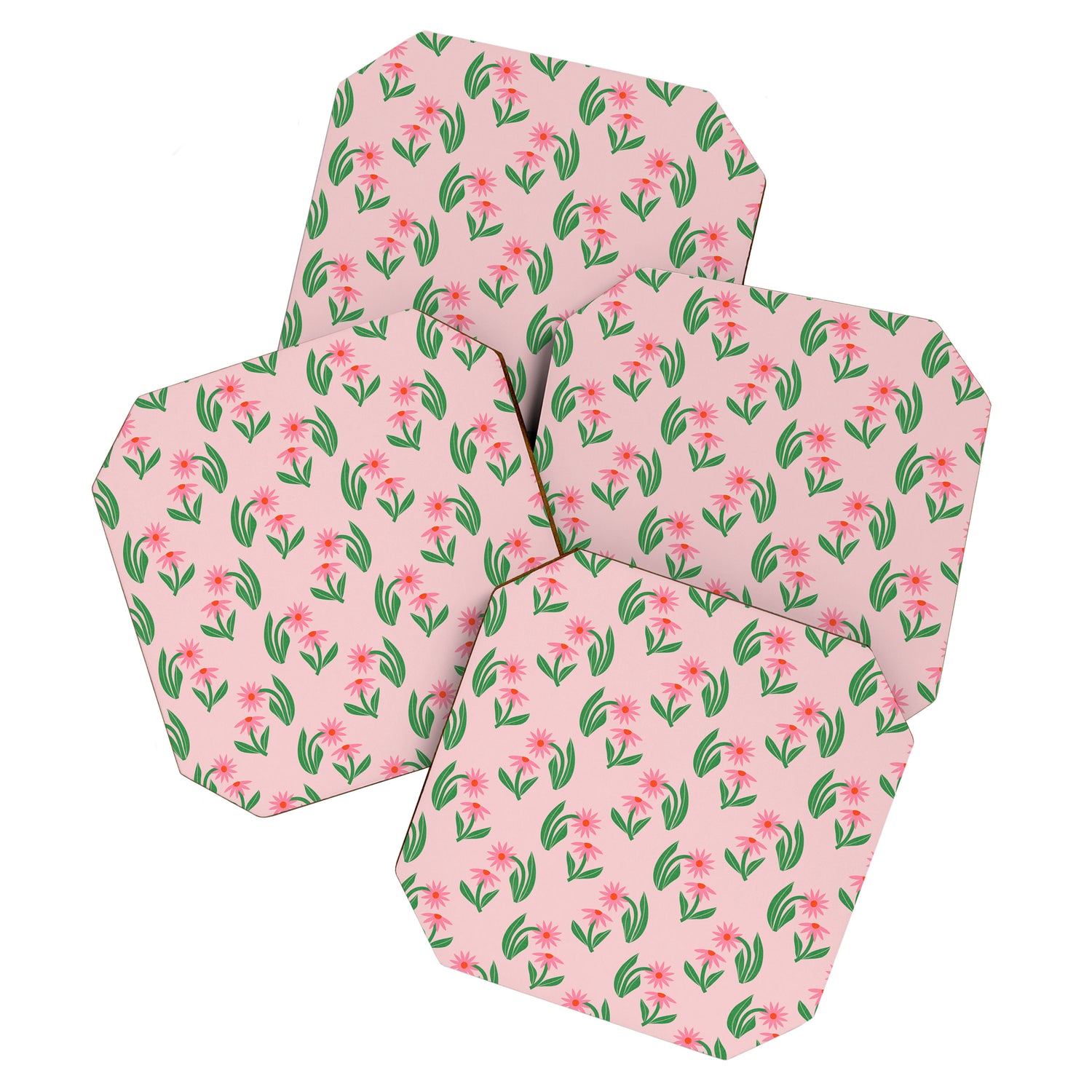 Pink Daisy Pattern - Pink Coaster Gallery Image 1