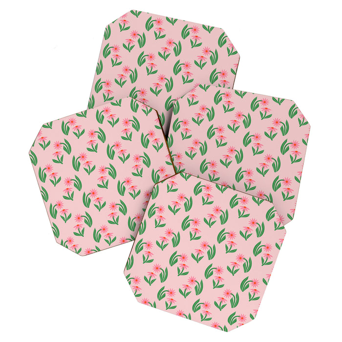 Pink Daisy Pattern - Pink Coaster Gallery Image 1