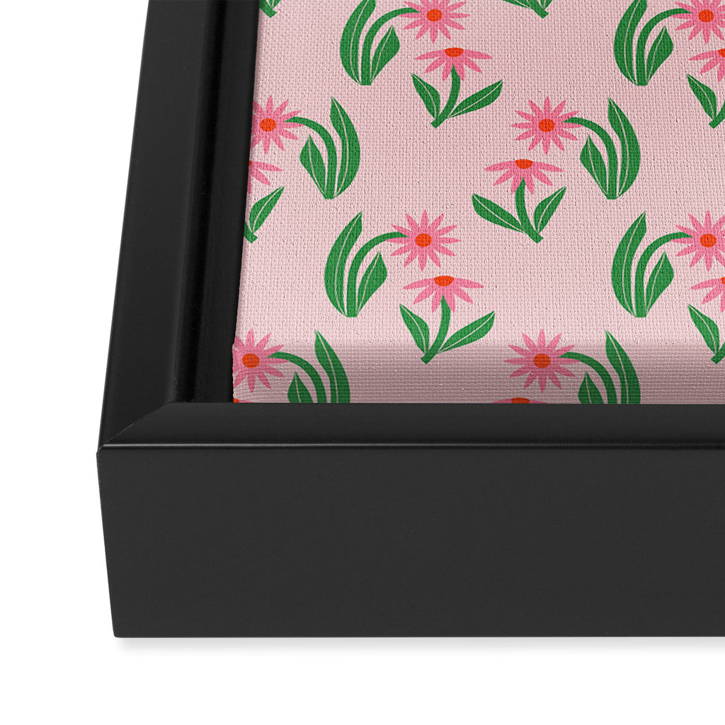 Pink Daisy Pattern - Pink Framed Canvas Print Gallery Image 3