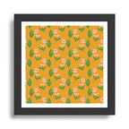 Pink Daisy Pattern - Yellow Framed Art Print Gallery Image 1
