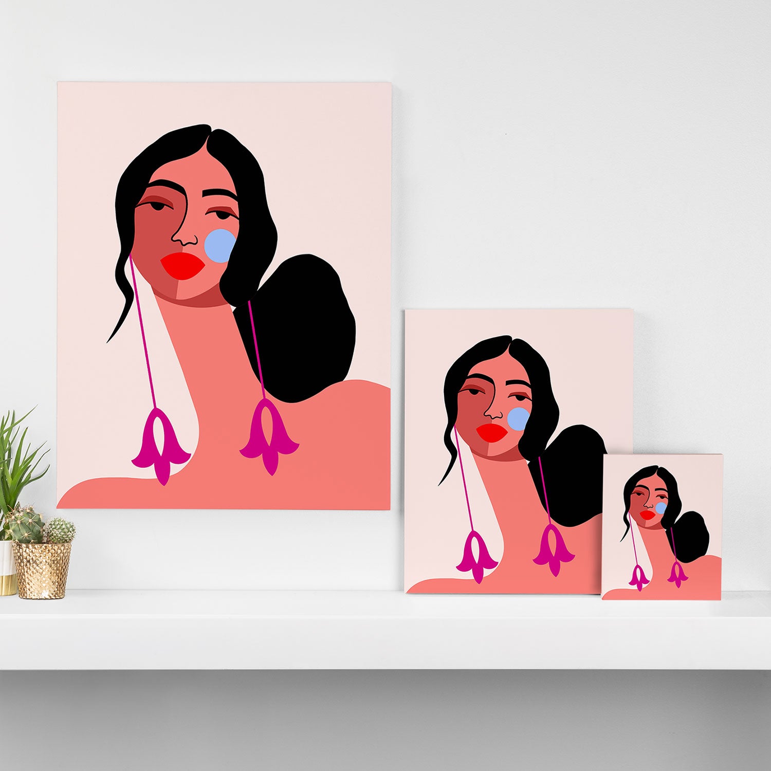 Pink Earrings Canvas Print Gallery Image 3