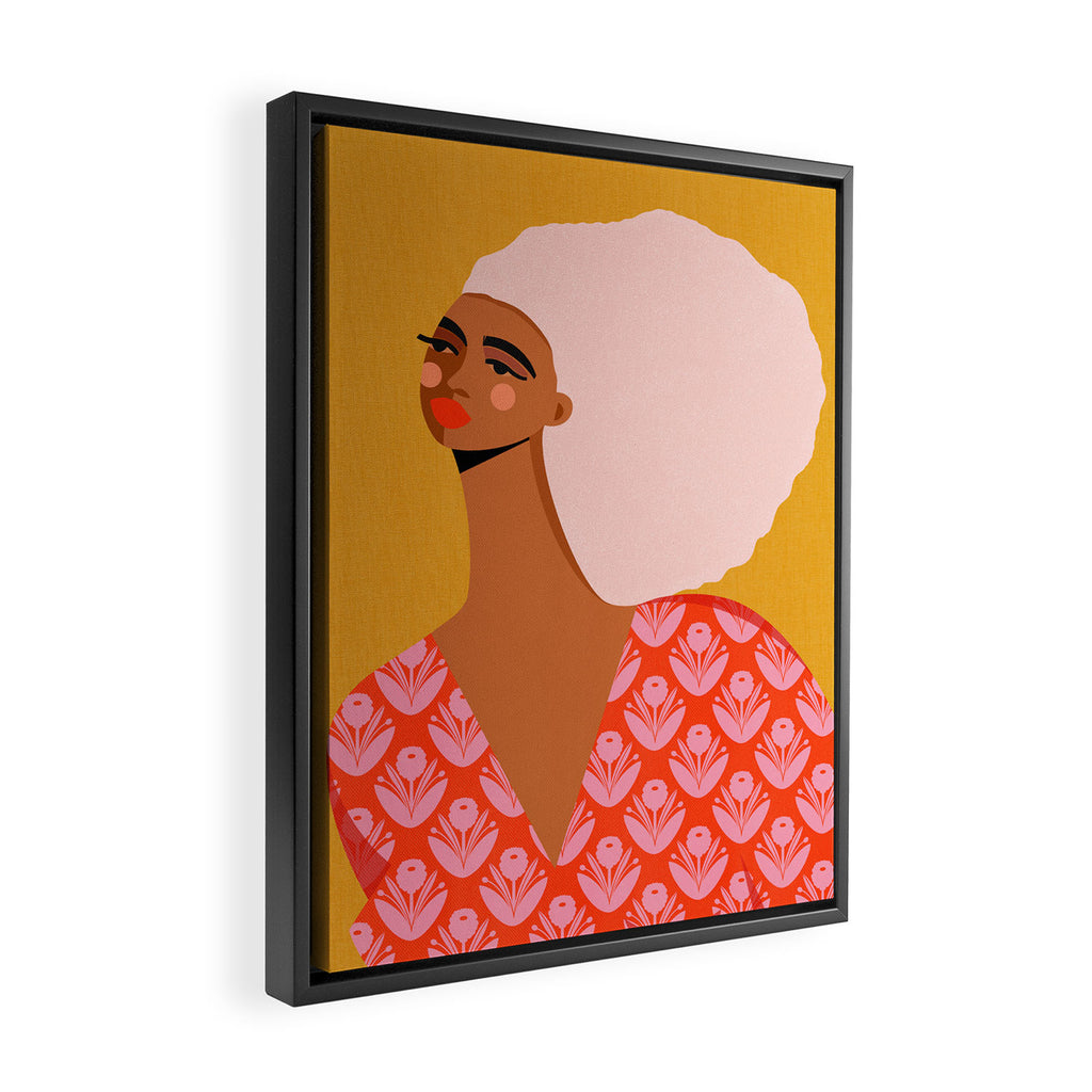 Pink Hair, Don't Care Framed Canvas Print Gallery Image 2