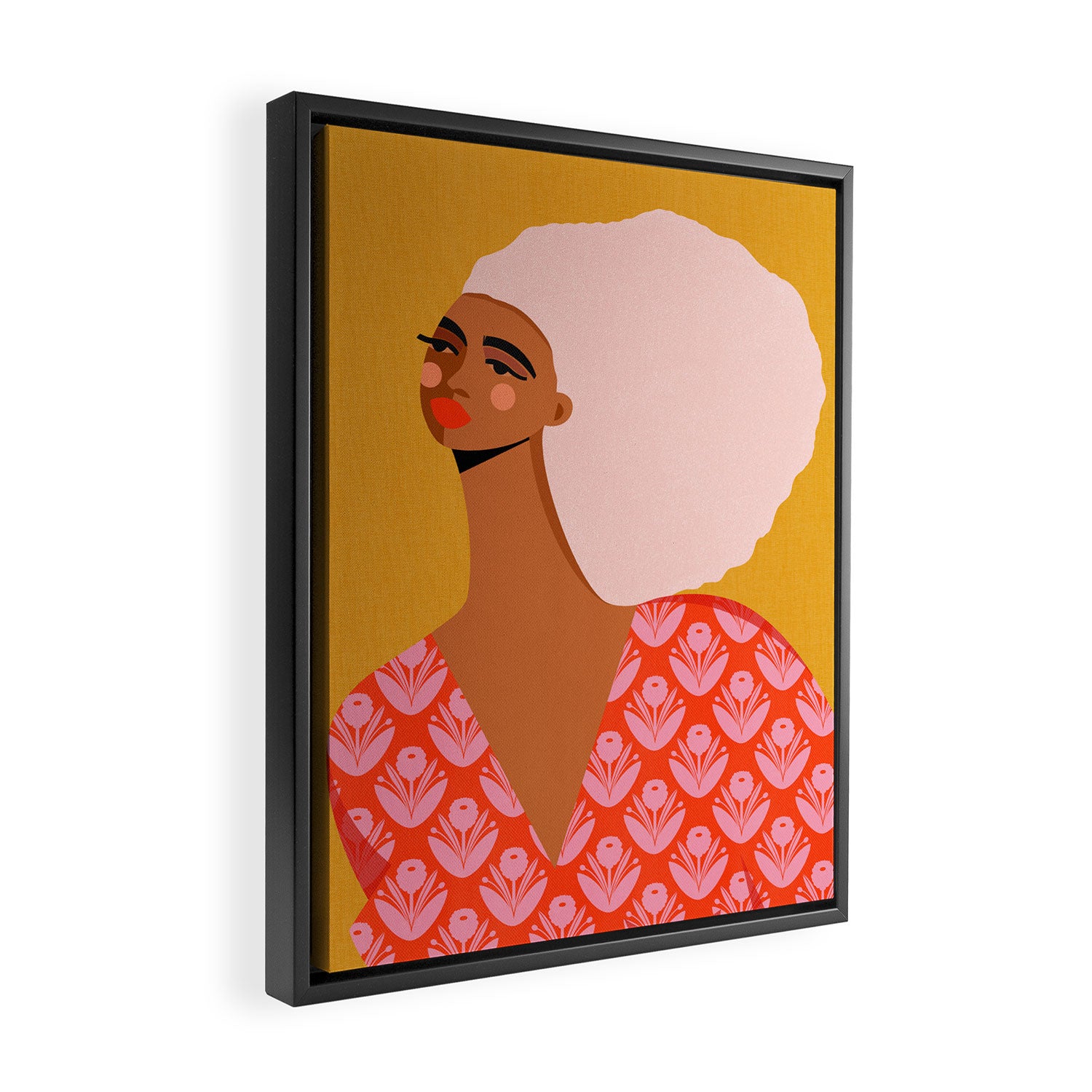 Pink Hair, Don't Care Framed Canvas Print Gallery Image 2