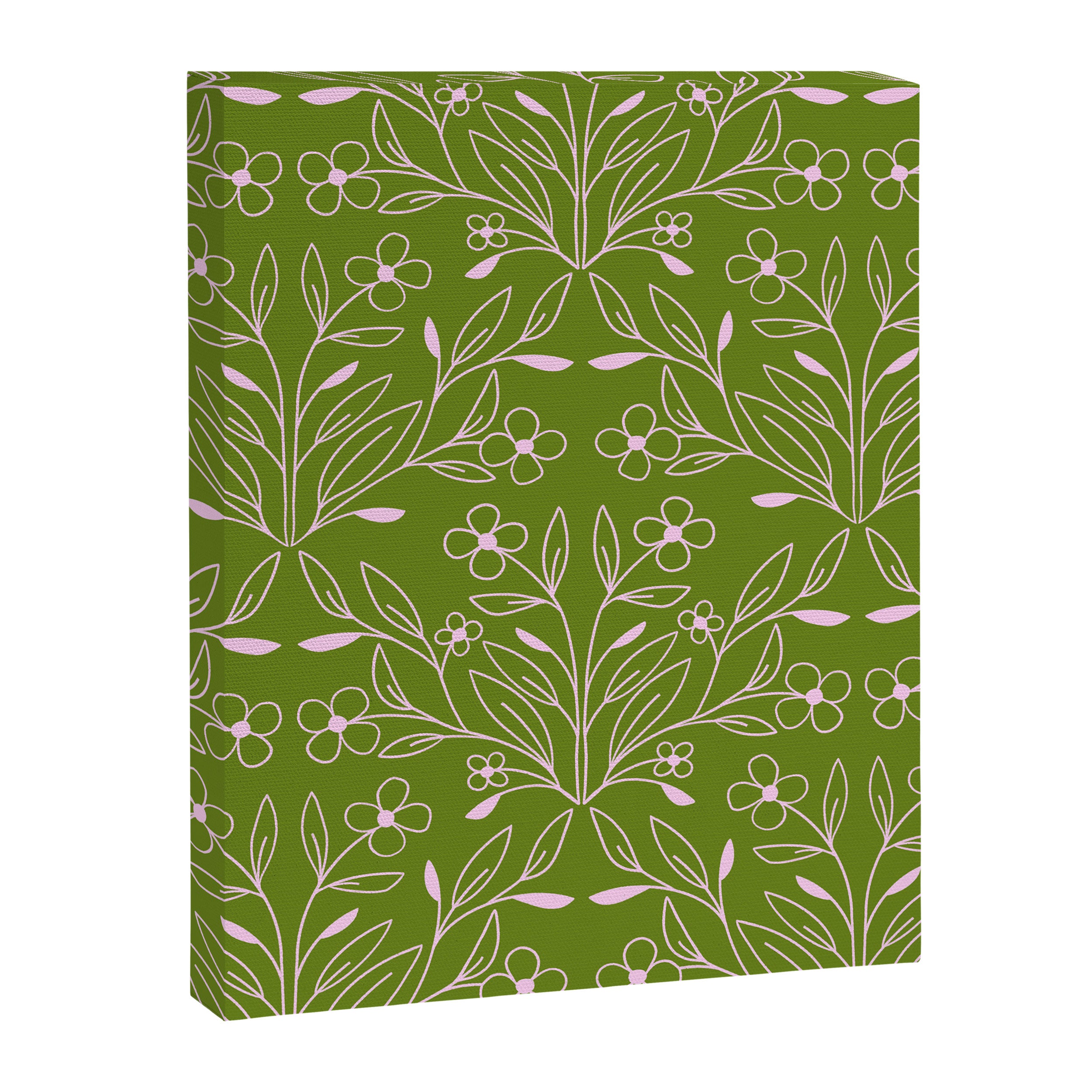 Playful Doodled Blooms Pattern - Green Canvas Print Gallery Image 8