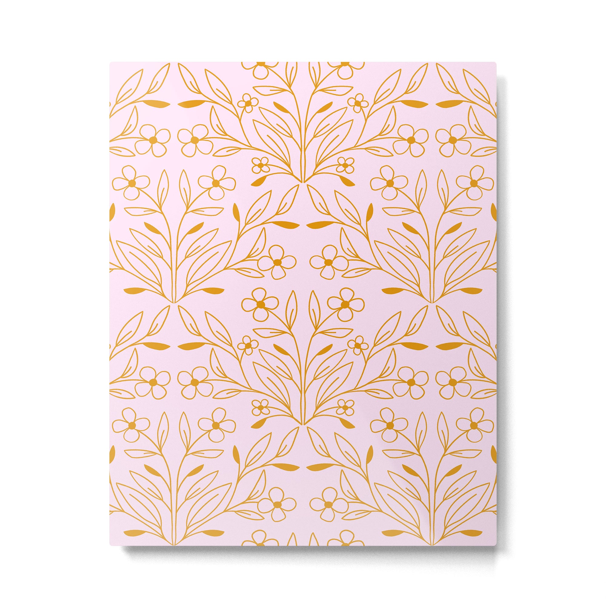 Playful Doodled Blooms Pattern - Pink and Gold Metal Print Gallery Image 6