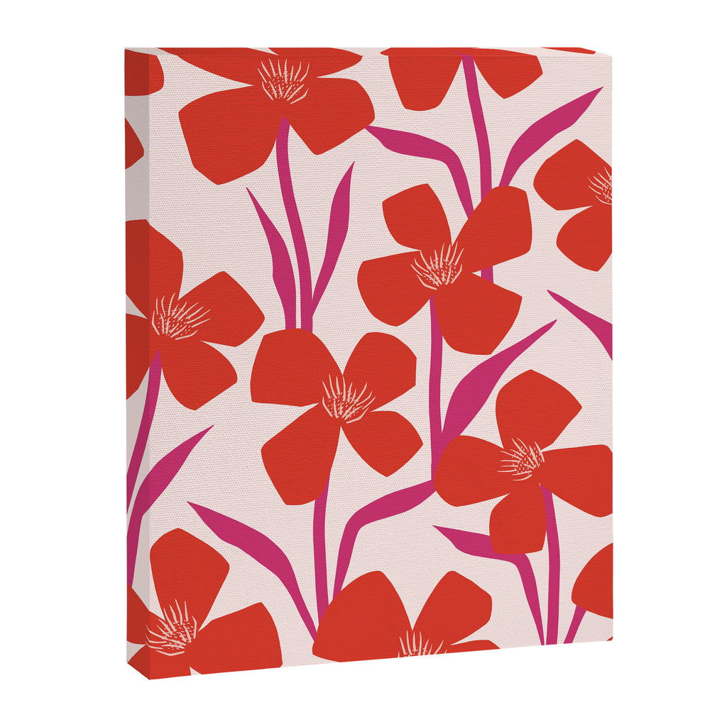Red and Pink Floral Pattern Canvas Print Gallery Image 6