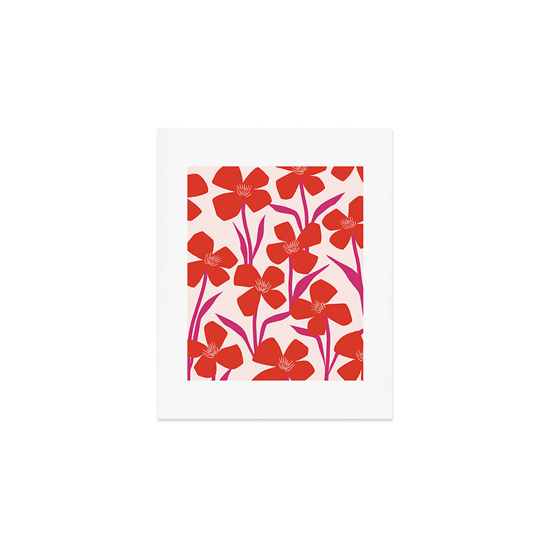 Red and Pink Floral Pattern Art Print Gallery Image 1
