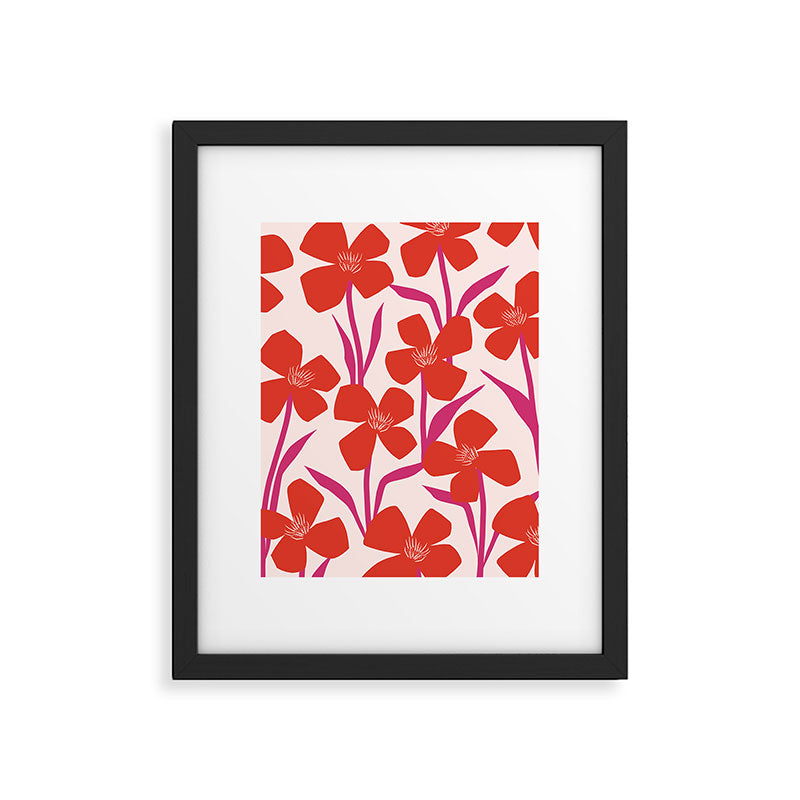 Red and Pink Floral Pattern Framed Art Print Gallery Image 5