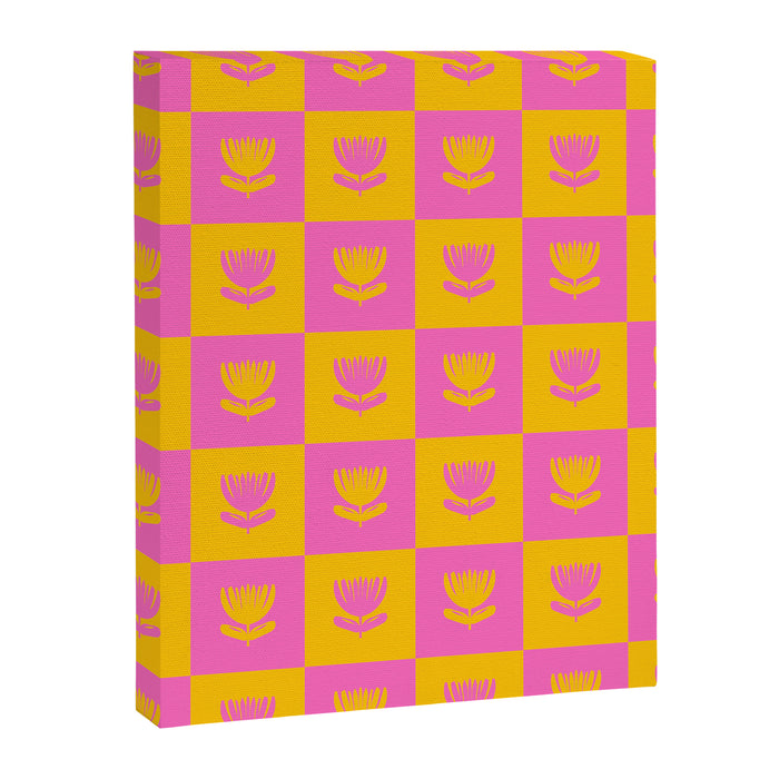 Retro Checkered Tulips Pattern Canvas Print Gallery Image 1