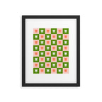 Retro Checkered Tulips Pattern - Pink and Green Framed Art Print Gallery Image 6