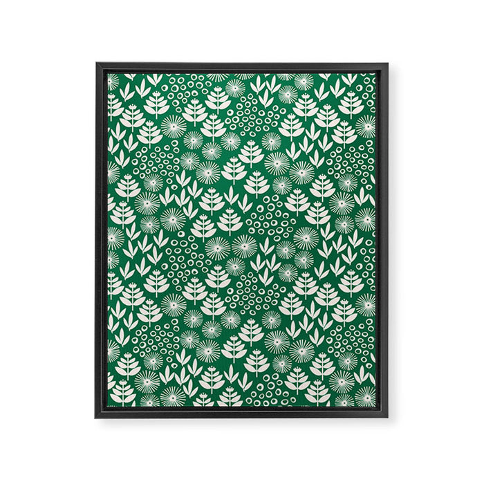 Retro Forest Flora Pattern Framed Canvas Print Gallery Image 1