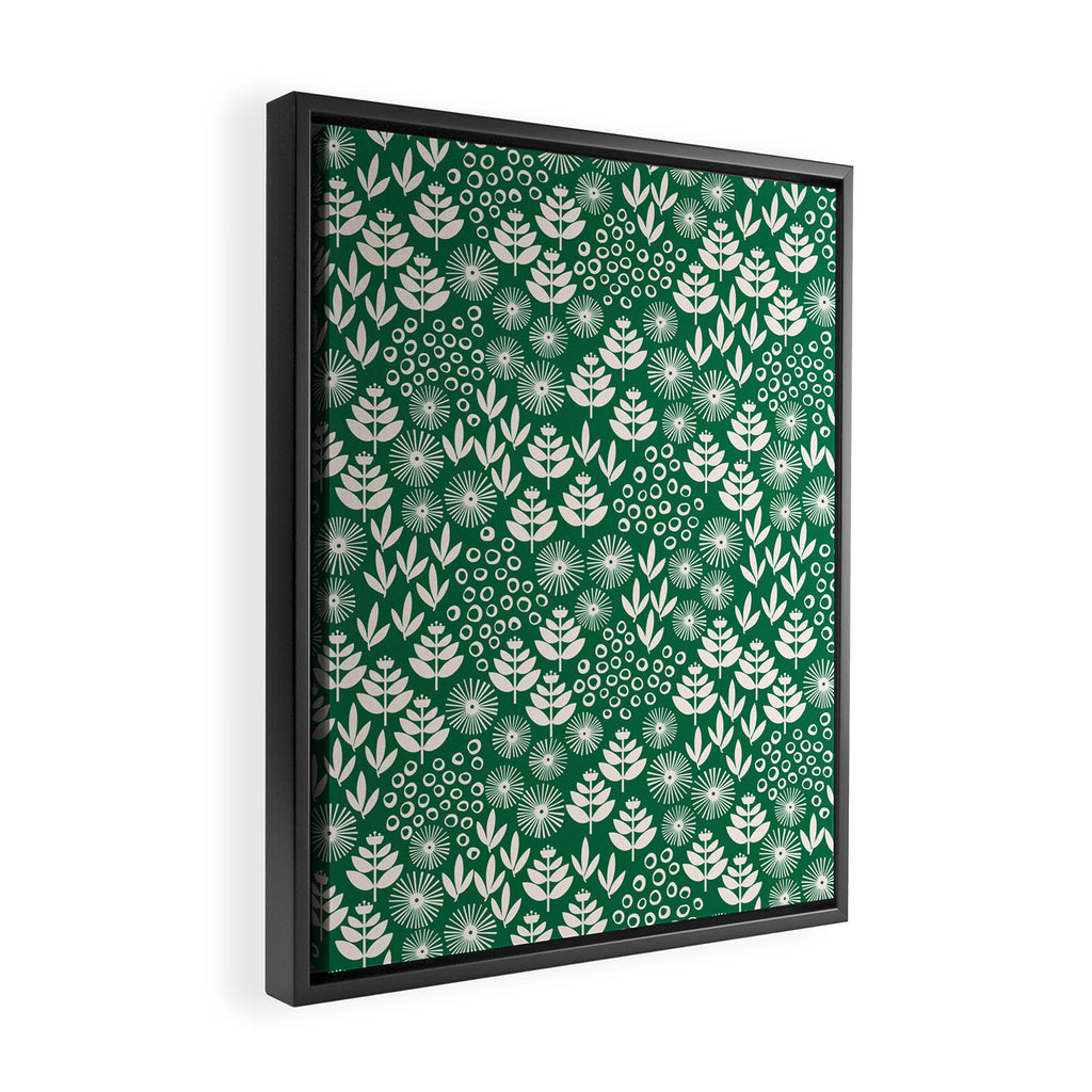 Retro Forest Flora Pattern Framed Canvas Print Gallery Image 2