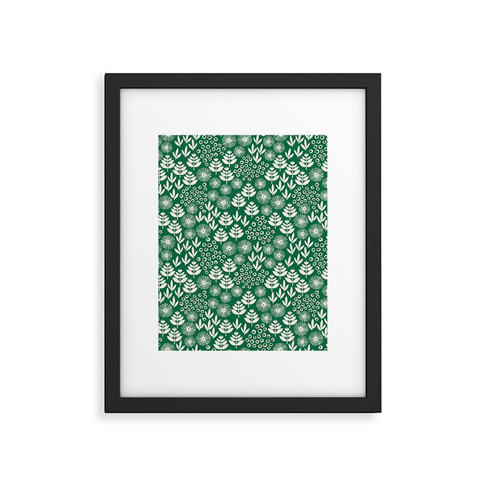 Retro Forest Flora Pattern Framed Art Print Gallery Image 1