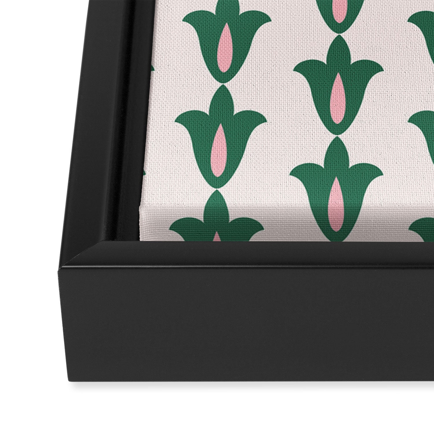 Retro Green Floral Pattern Framed Canvas Print Gallery Image 2