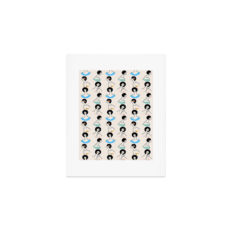 Retro Ladies Pattern Art Print Gallery Image 1