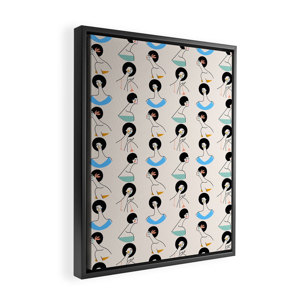 Retro Ladies Pattern Framed Canvas Print Gallery Image 2