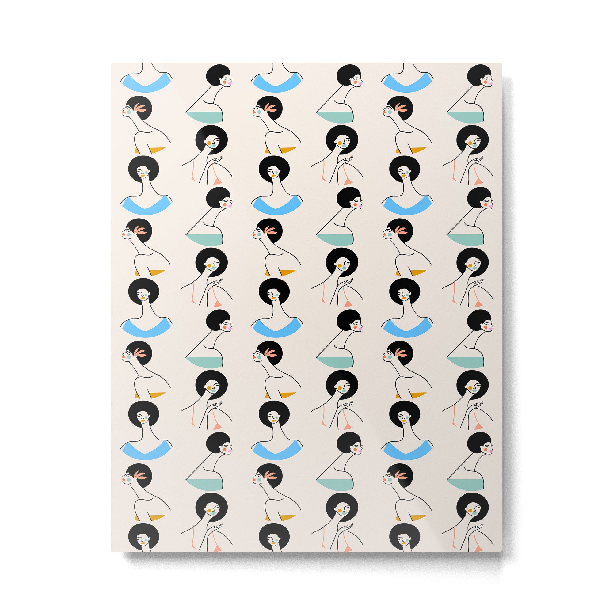 Retro Ladies Pattern Metal Print Gallery Image 6