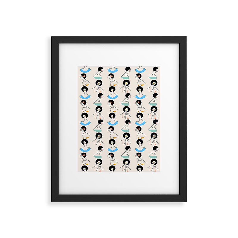 Retro Ladies Pattern Framed Art Print Gallery Image 6