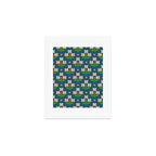 Retro Pink Floral Bunches - Green Pattern Art Print Gallery Image 1
