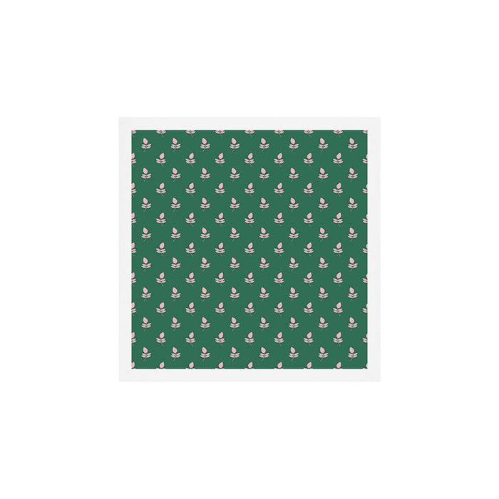 Retro Pink Leaf Pattern - Green Background Art Print Gallery Image 1