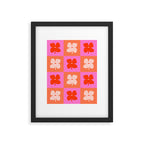 Retro Tropical Checkered Floral Pattern Framed Art Print Gallery Image 6