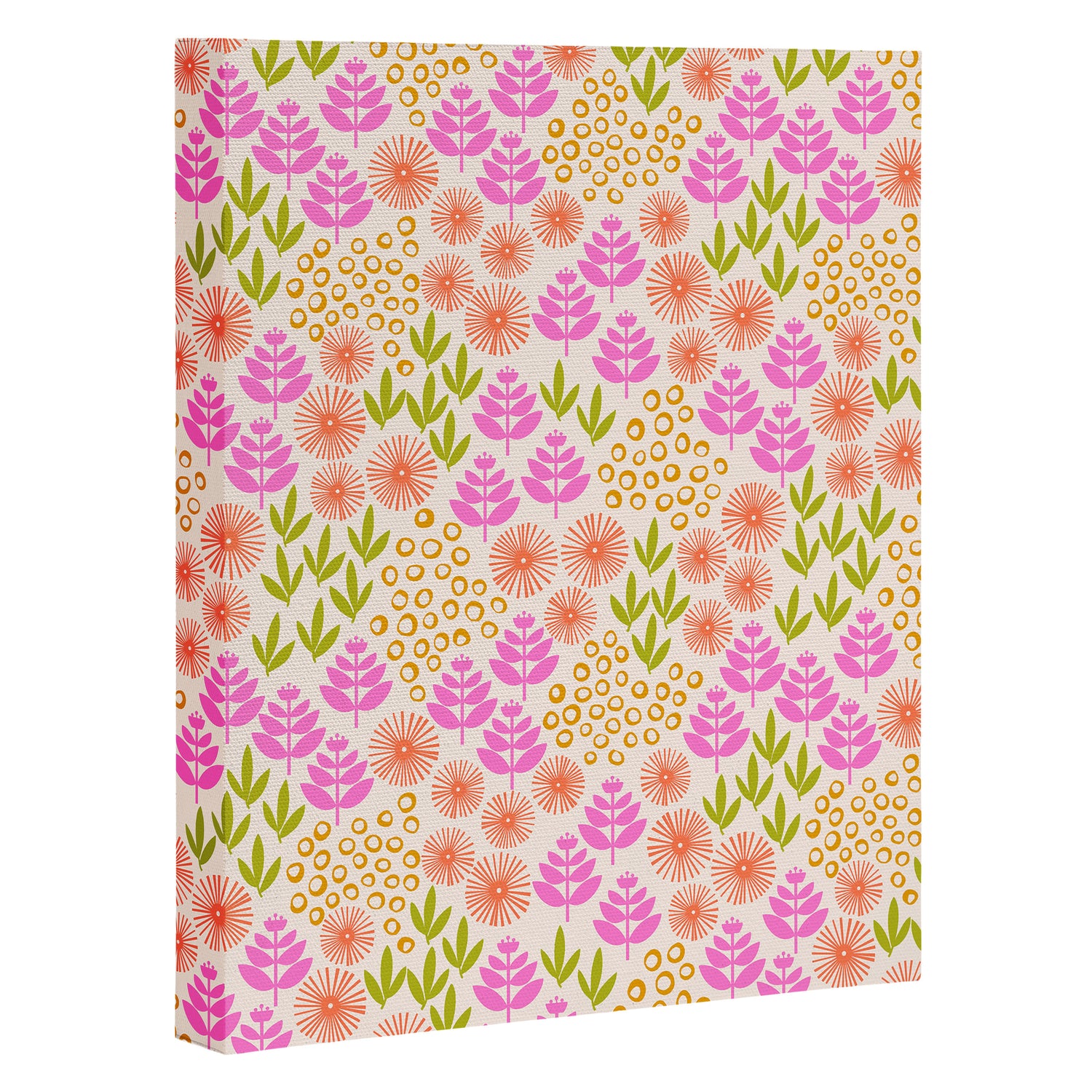 Retro Tropical Flora Pattern Canvas Print Gallery Image 3