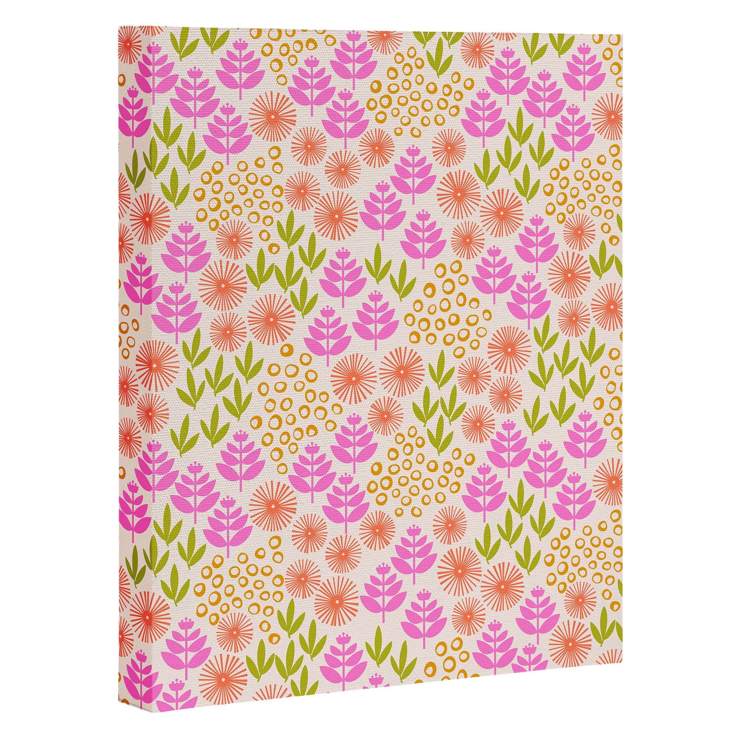 Retro Tropical Flora Pattern Canvas Print Gallery Image 3