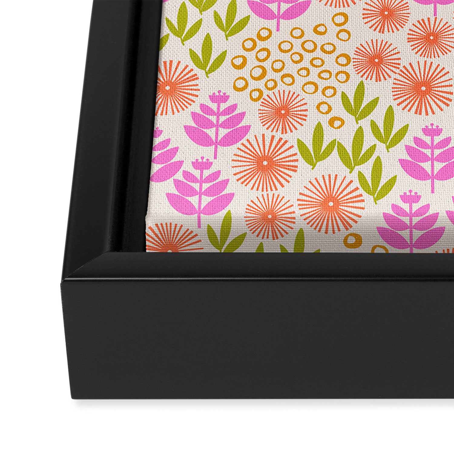 Retro Tropical Flora Pattern Framed Canvas Print Gallery Image 3