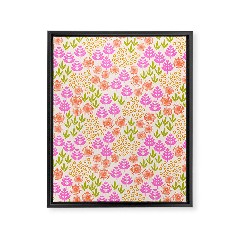 Retro Tropical Flora Pattern Framed Canvas Print Gallery Image 8