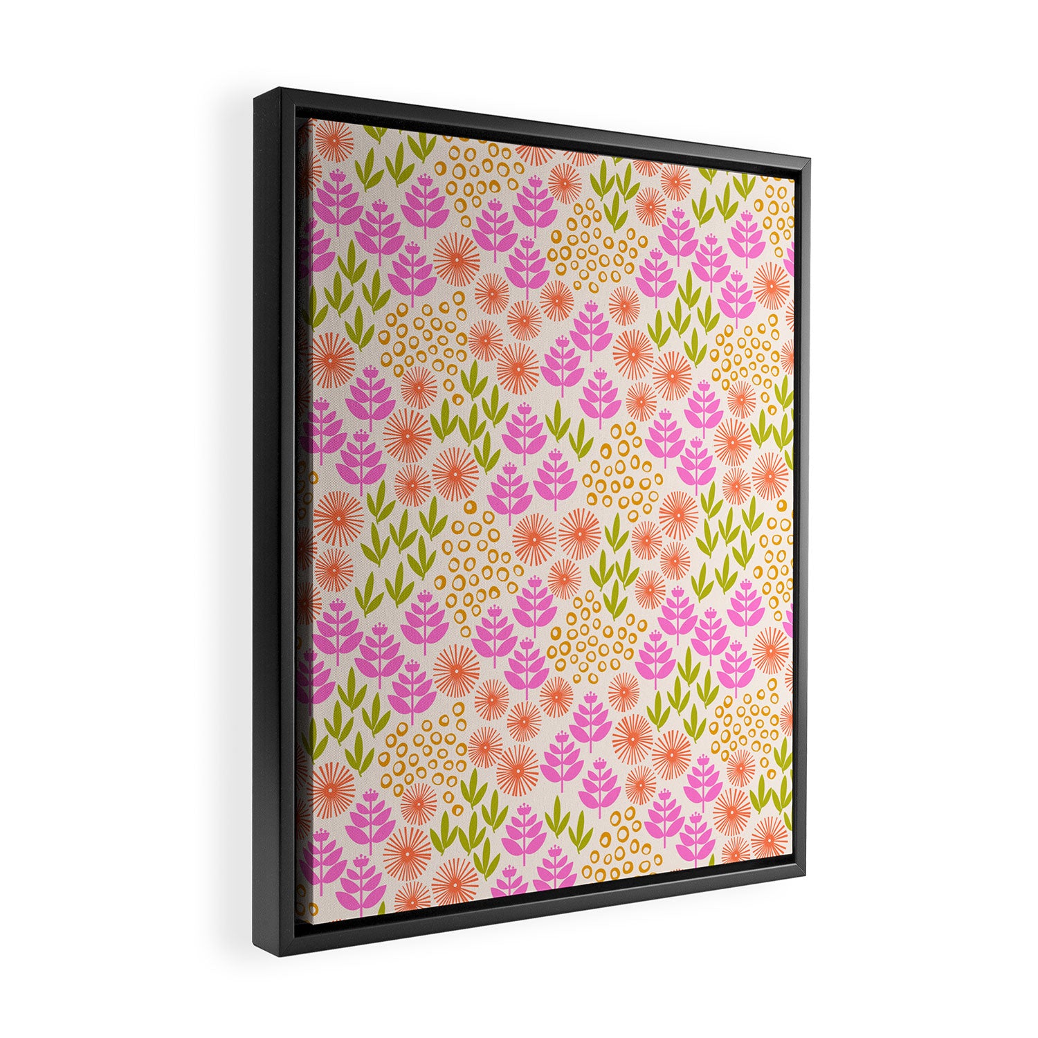 Retro Tropical Flora Pattern Framed Canvas Print Gallery Image 2