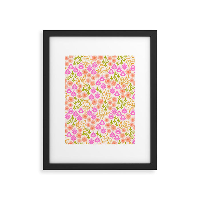 Retro Tropical Flora Pattern Framed Art Print Gallery Image 1