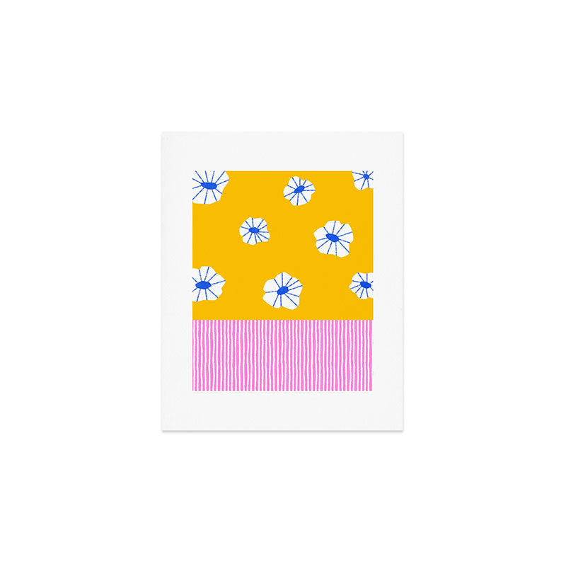 Scattered Flowers and Stripes Art Print Gallery Image 1