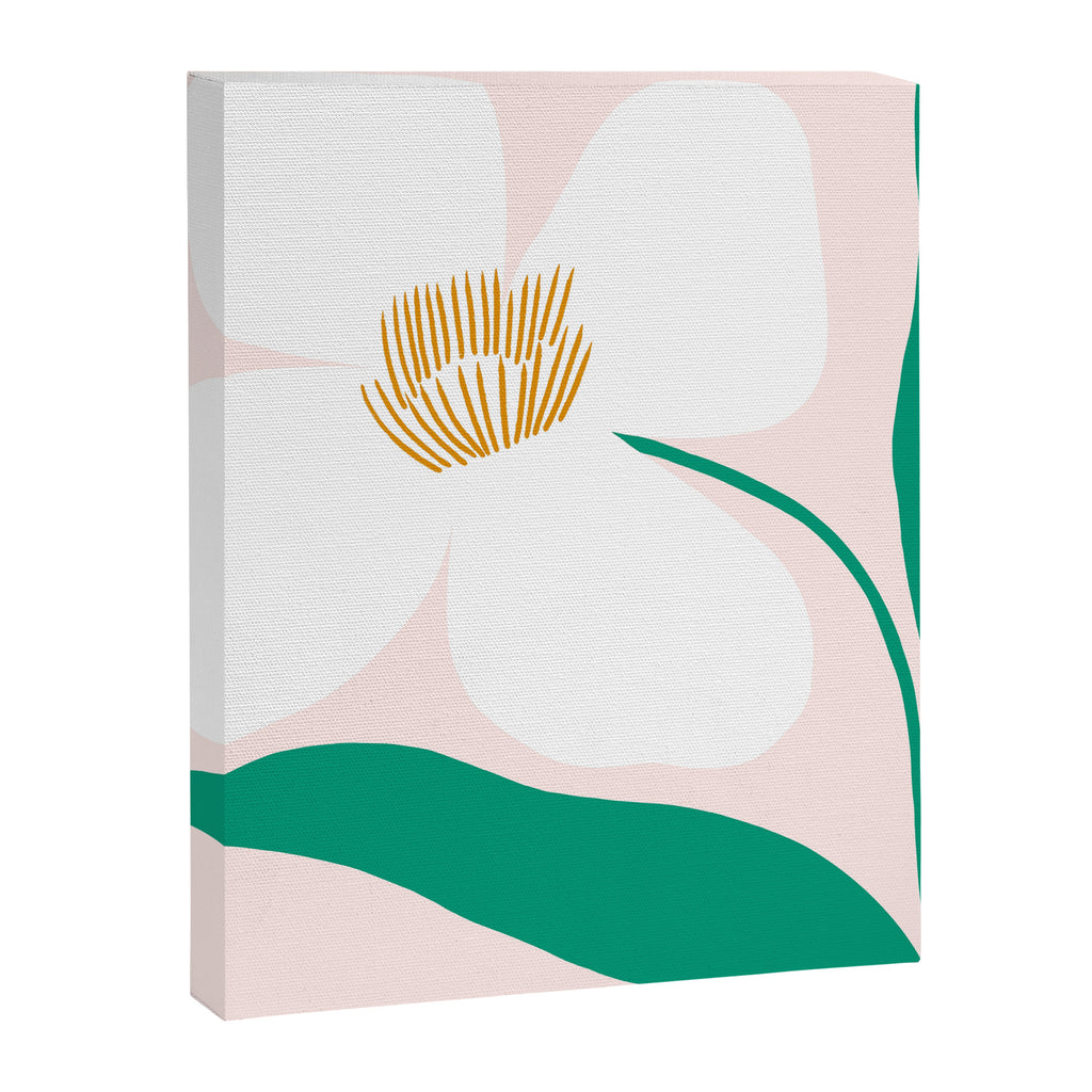 Single White Abstract Flower With Pink Background Canvas Print Gallery Image 8