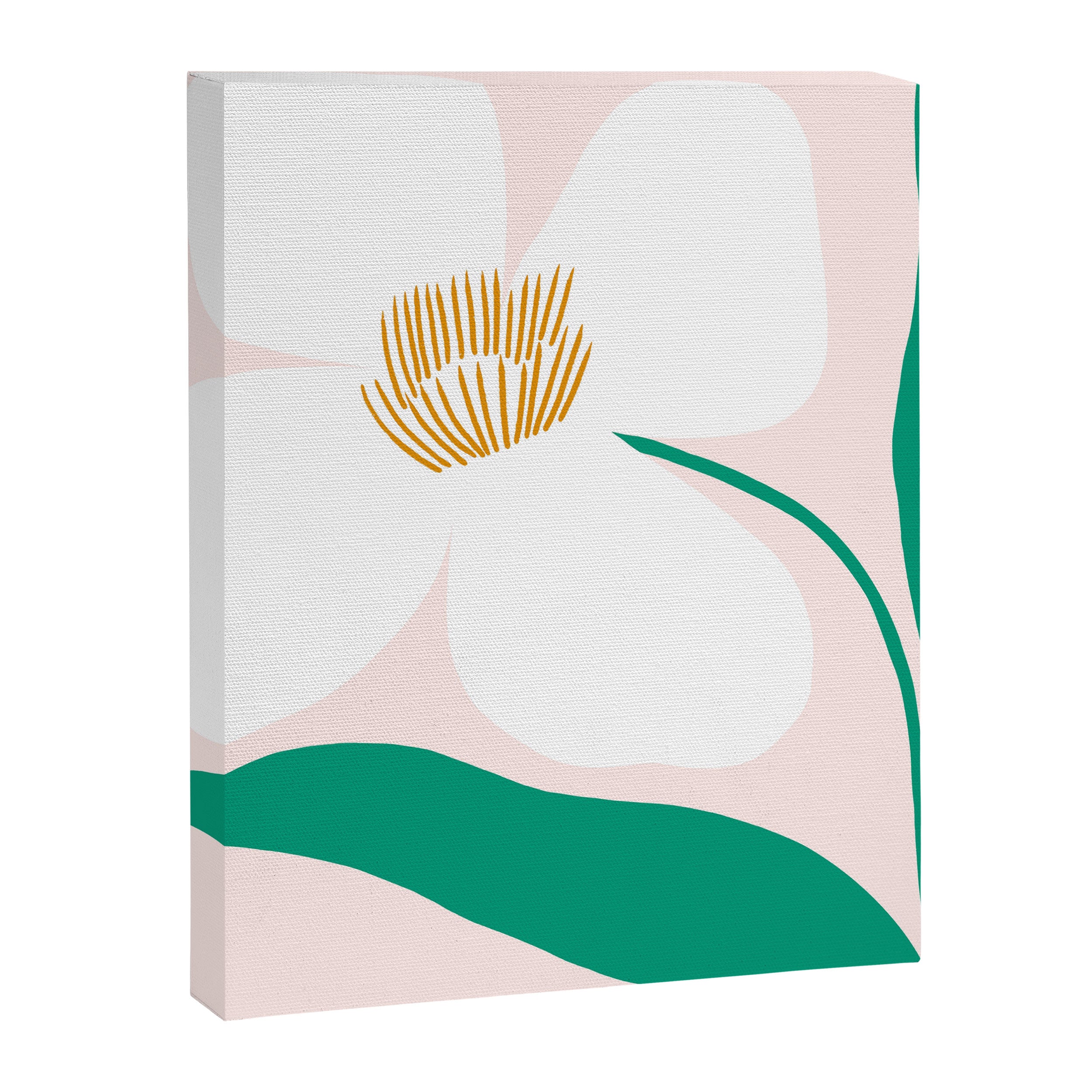 Single White Abstract Flower With Pink Background Canvas Print Gallery Image 8