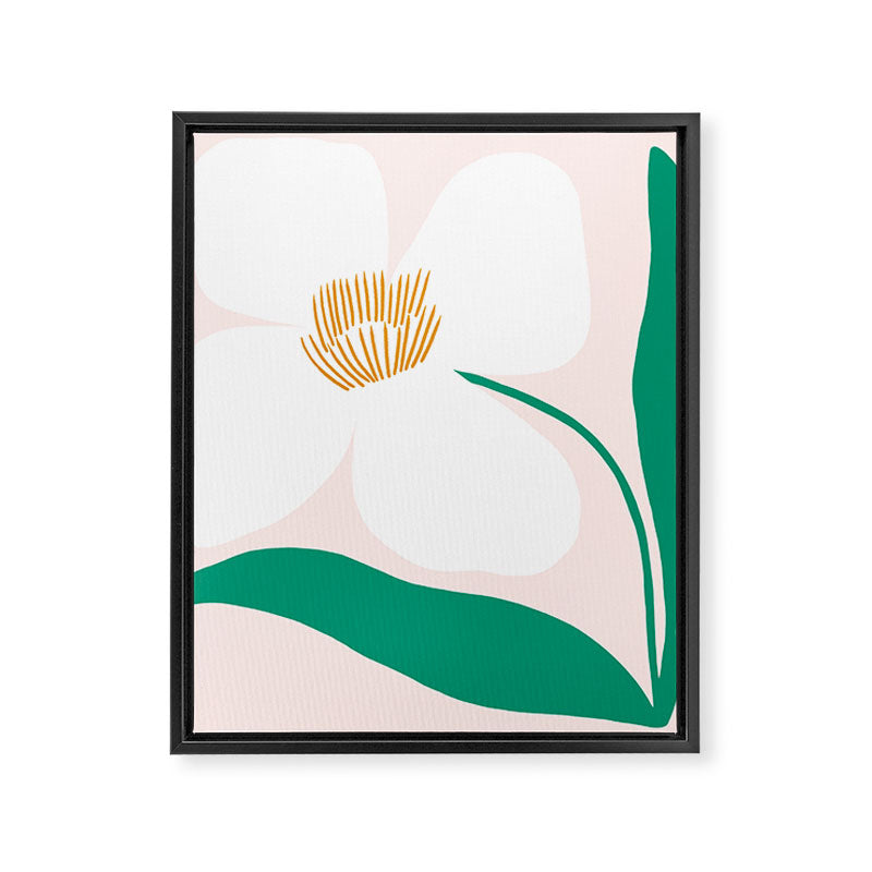 Single White Abstract Flower With Pink Background Framed Canvas Print Gallery Image 8