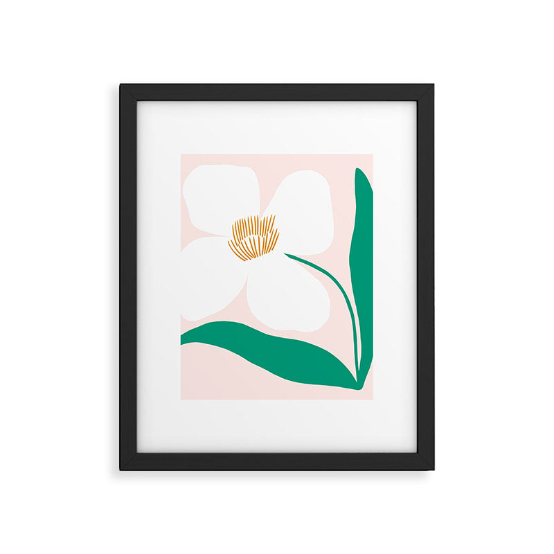 Single White Abstract Flower With Pink Background Framed Art Print Gallery Image 6