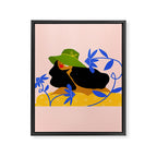 Summer in Bloom - Black Woman in Hat with Florals Framed Canvas Print Gallery Image 8
