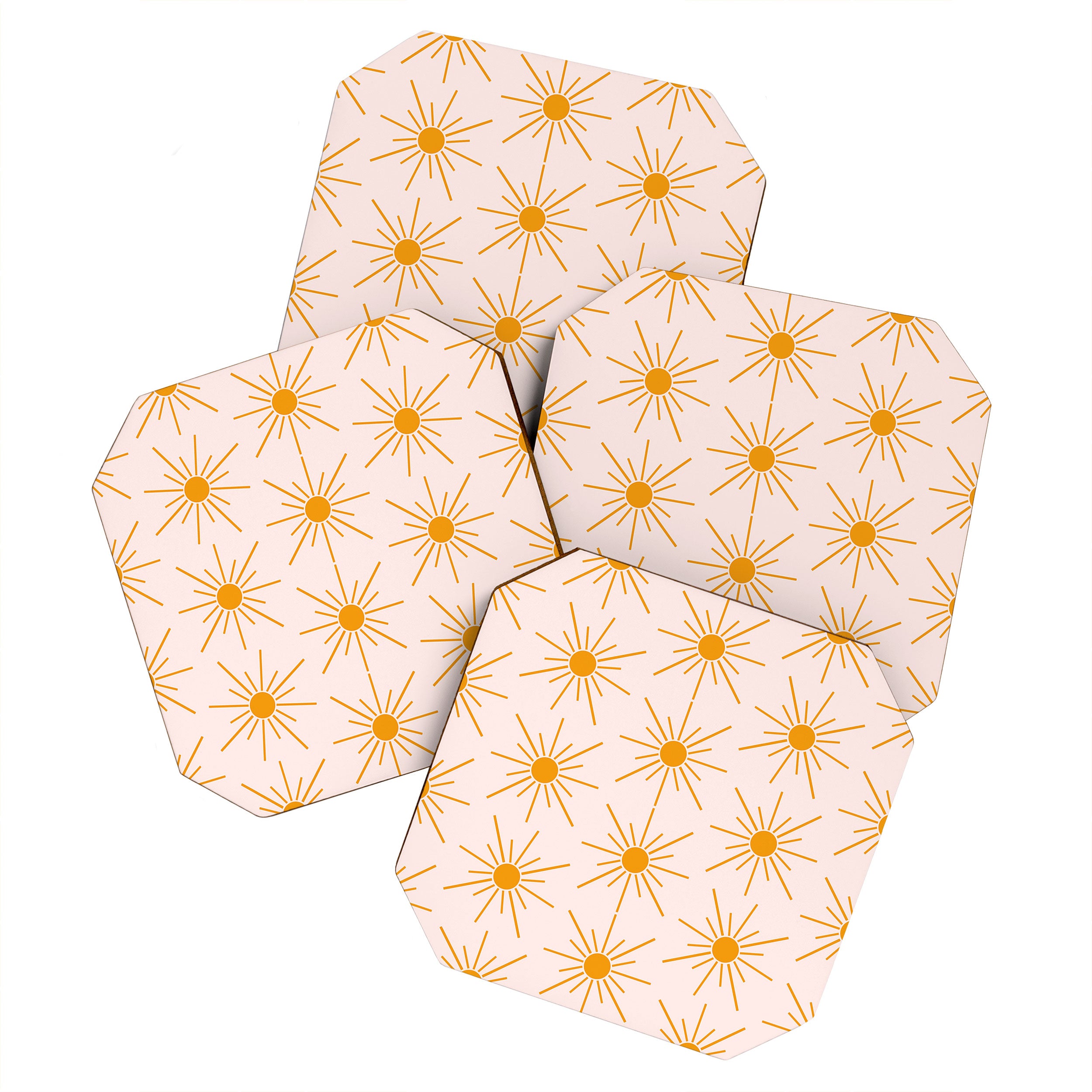 Sun Pattern On Pink Background Coaster Gallery Image 1